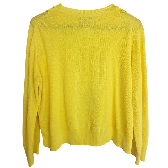 J. Crew Sweater Women L Eyelet Summer Weight Yellow Spring Pullover Lightweight - Picture 8 of 8